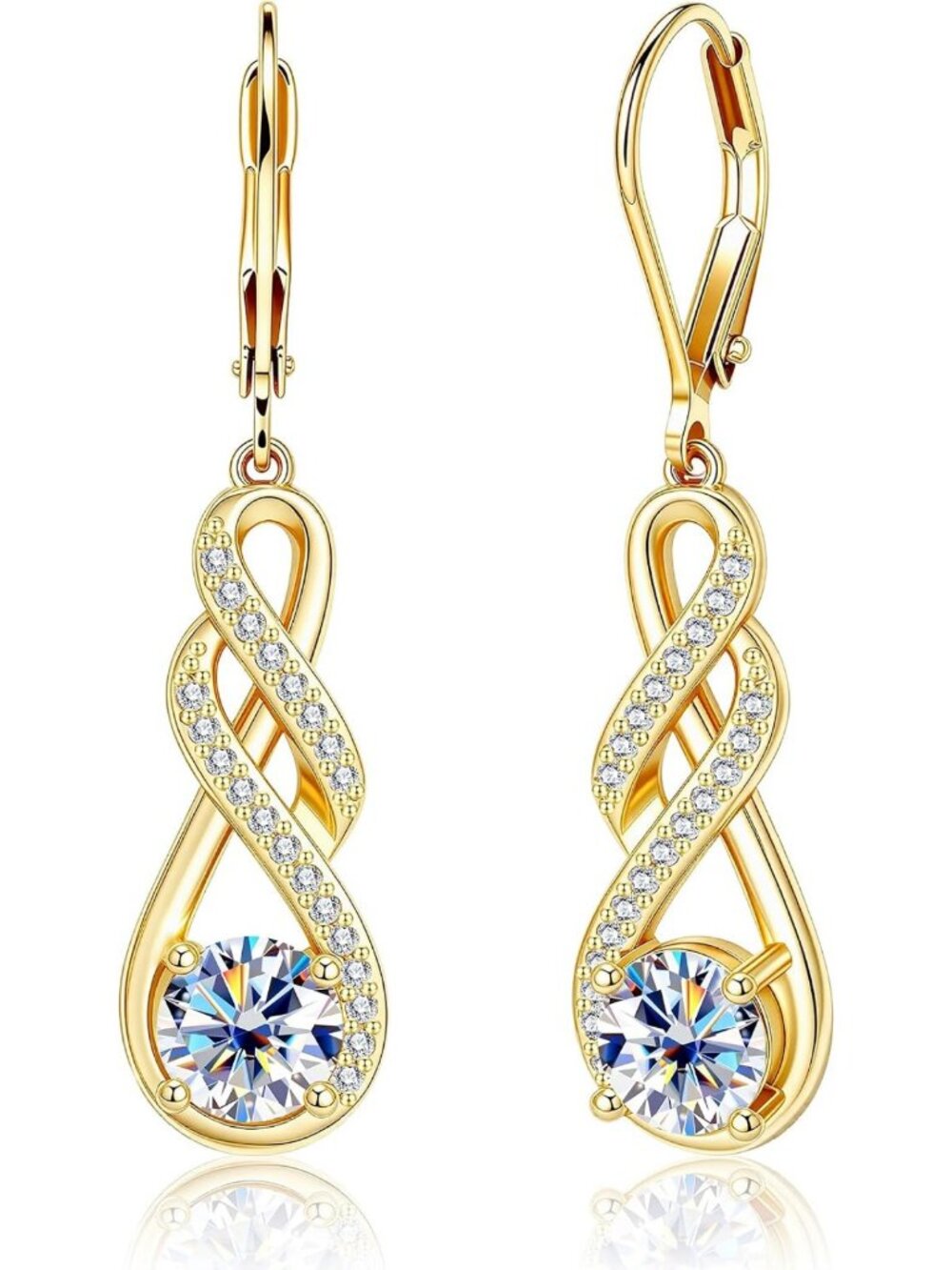 Stunning 2ct Moissanite Infinity Dangle Drop Earrings for Women - Elegant